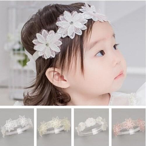 10pcs/lot Kids Hair Accessories Bow Lace Flower headband Girls Imitation Pearls Hairband Newborn Elastic Hair Band Accessories