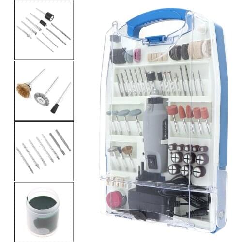 110pcs/set 220V Mini Rechargeable DC 12V Electric Grinder Set Various Wheel Head and Steel Wire Brush for Polishing Drilling