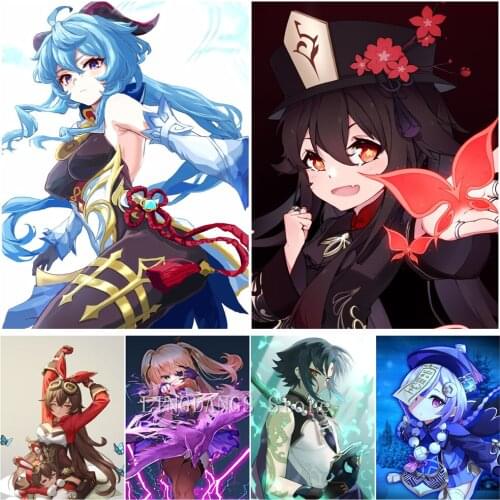 5d Diy Diamond Painting Game Genshin Impact Anime Cartoon Manga Diamond Mosaic Embroidery Cross Stitch Full Drill Art Home Decor