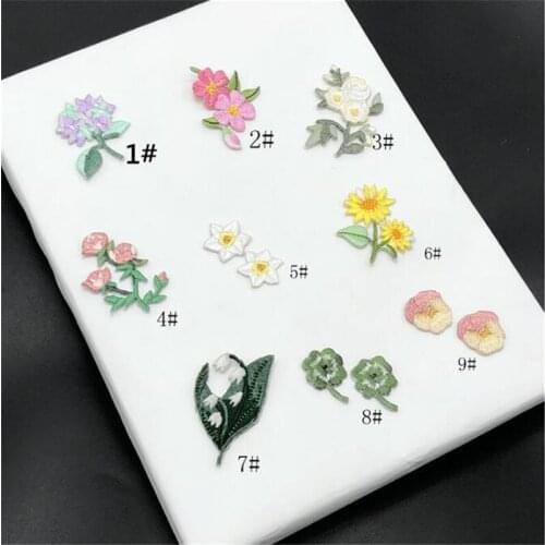10pcs Small Flower Applique Clothing Embroidery Patch Fabric Sticker Iron On Patch Craft Sewing Repair Embroidered BJ0464