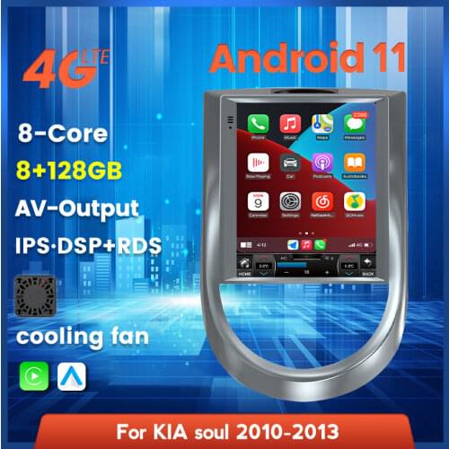 Carplay DSP 6+128G Android 11 For Kia Soul AM 2008-2013 Car Radio Multimedia Video Player Navigation GPS 4G Lte WIFI Tesla Style