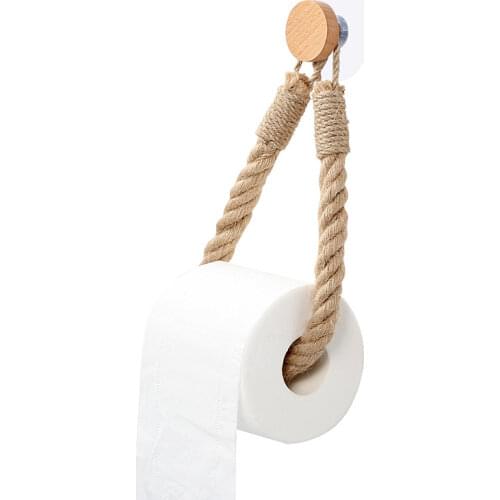 Hand-woven Cotton Linen Roll Paper Holder Bathroom Toilet Paper Holder Household Paper Towel Hanger