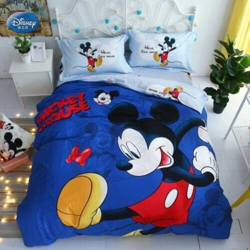 Disney Mickey Minnie Mouse Kids Cotton Bedding Set Cartoon Girls Duvet Cover Bedclothes Pillowcase Sheet Children Soft Bed Linen