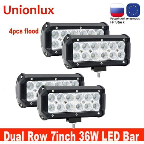 Dual Row 36W 7inch Led Light Bar Car Work Lights 12v Flood Combo Beam for Truck Tractor ATV SUV 4X4 4WD Offroad Lamp