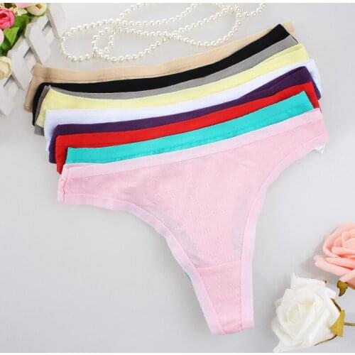 Europen Low-rise Thong Underwear Women Sexy Lingerie Femme Cute Solid Cotton Underpants Sports G-string Briefs Shorts for Lady
