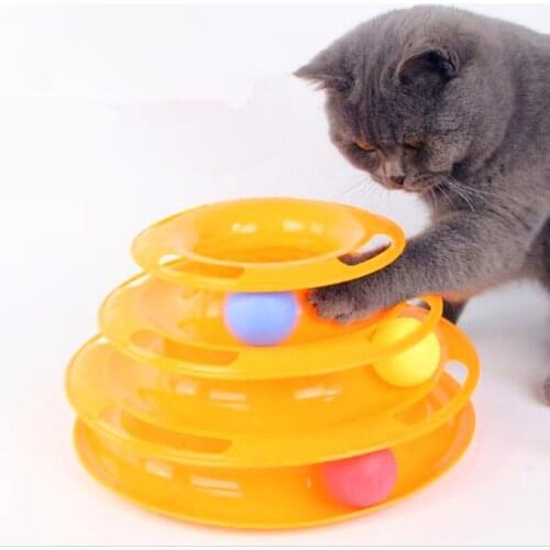 Cat Toy Three Levels Tower Tracks Disc cat Intelligence Amusement triple pay disc cat toys ball Training Amusement plate