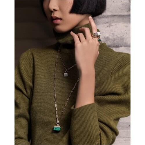 Janekelly Hiphop Cuban Link Natural Stone Dubai Bridal Jewelry Set For Women Wedding Party CZ Zircon Crystal Indian Neckalce Ear