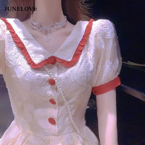 JuneLove French Vintage Women Party Dress New Summer Elegant Temperament Korean Fashion Midi Dress Casual Street Lady Vestidos