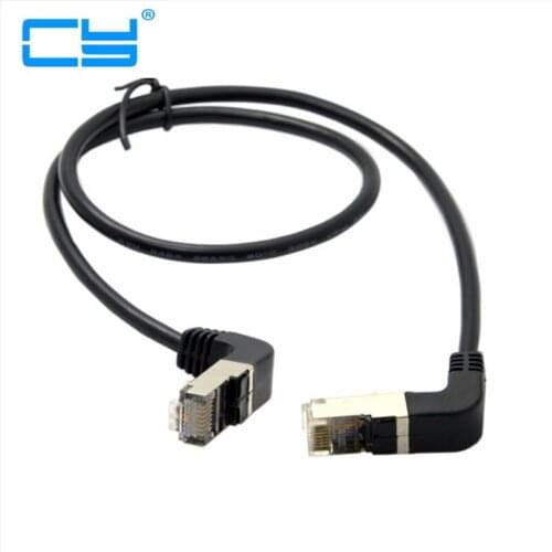 Double Elbow Down & Up Angled 90 Degree cat5e 8P8C FTP STP UTP Cat 5e Ethernet Network Cable RJ45 Lan Patch cable Cord