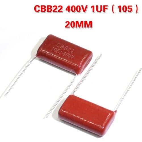 10pcs CBB 105J 400V 1UF P20mm Metallized Film Capacitor
