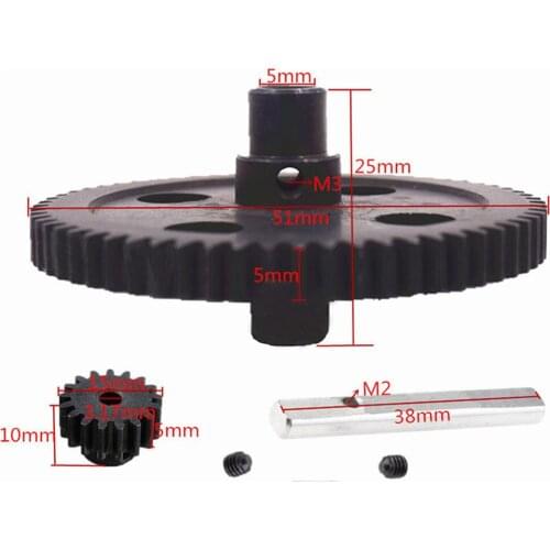 Metal Diff Motor Pinion Gears Center 0015 Reduction Gear Kit 62T+17T for WLtoys 1/12 12428 12423 RC Crawler Truck Upgrade Part