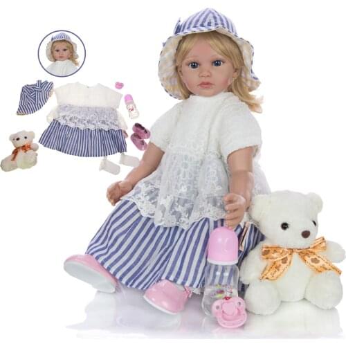Lovely Princess Doll Boneca Reborn Soft Silicone vinyl limbs 24'' 60 cm Lifelike bebe reborn toddler doll gift