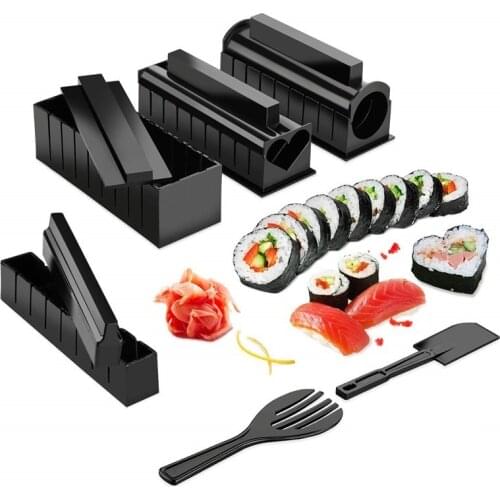 10Pcs/Set Sushi Maker Equipment Kit Japanese Rice Ball Cake Roll Mold Sushi Multifunctional Mould Making Sushi Tools