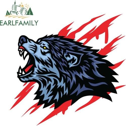 EARLFAMILY 13cm x 12.5cm for Mad Wolf Logo Motorcycle Window Decal Car Bumper Window Stickers Waterproof Scratch-proof Decor