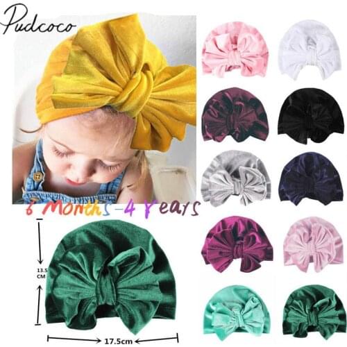 2018 Brand New Infant Newborn Baby Girls Boys Bow Turban Hat Toddler Kids Head Wrap Hijab Headband Bowknot Cap Gifts 11 Colors