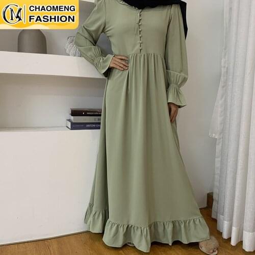 Latest Simple Elegant Design Islamic Clothing Closed Abaya Muslim Maxi Casual Dresses For Women Arab Middle East Fashion Dress