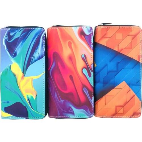 New 3D Pattern Print Long Wallet Colorful Oil Painting Leather Wallet Zipper Colour Art Abstract Wallet Card Holder Wholesale