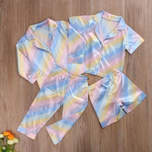 2020 New Cozy Breathable 2 Pcs Unisex Boy Girl Pajamas set Toddler Short/Long Sleeve Lapel Cardigan Elastic Waist Pants Clothes