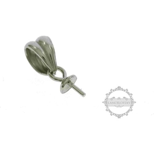 4x7mm half drilled beads pearl bail with 3.8mm bezel pendant charm DIY supplies findings 1535011