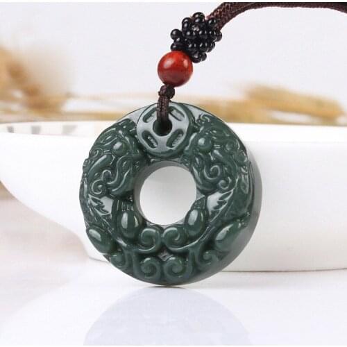 Drop Shipping Black Brave Troops Pendant Hetian Jade Safety Buckle Pendant Auspicious Jade Necklace Pendant