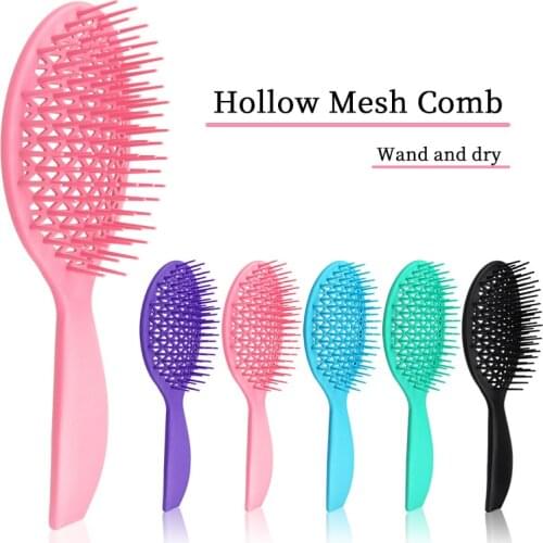 Oval hollow mesh comb womens anti-static tangled hairbrush scalp massage comb home scalp care hairdressing tool