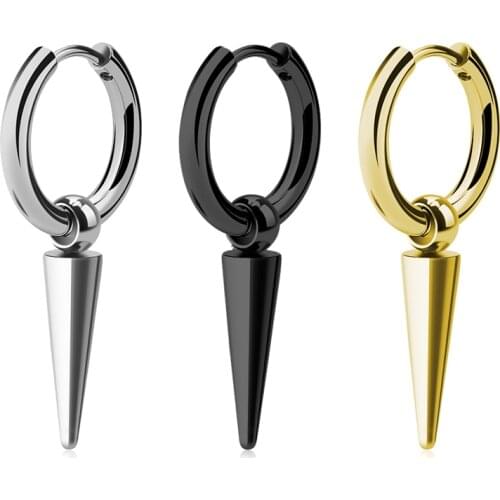 1pc Cone Hoop Earrings Dangle Earring Surgical Steel Hinged Tragus Cartilage Ear Piercing for Women Men Punk Dropping Jewelry