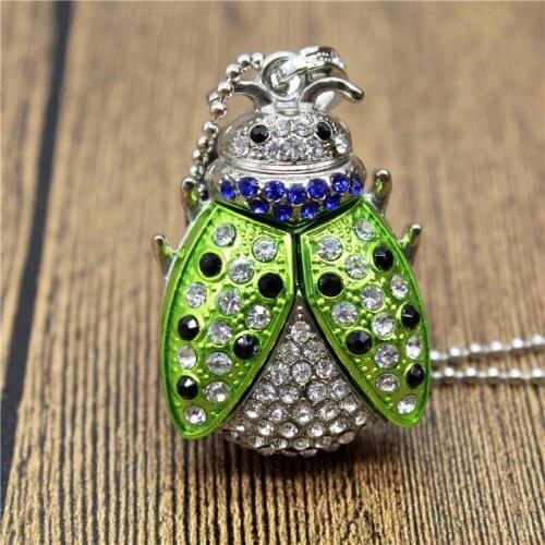TEXT ME beautiful crystal Green beetle model usb2.0 4GB 8GB 16GB 32GB pen drive USB Flash Drive creative Pendrive