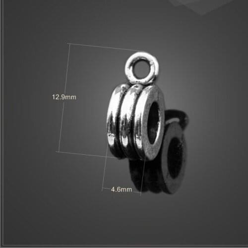 High Quality 20 Pieces/Lot 4.6mm*12.9mm Antique Silver Plated Diy Jewelry Accessory Bracelets Bead For Jewelry Making