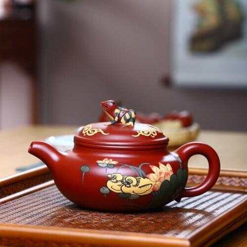 Yixing purple clay teapot factory direct sale raw Dahongpao mud Painted Frog antique teapot handmade Teapot Tea Set