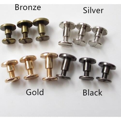 HOT 20/10pcs 5mm/6.5mm/8mm Luggage Leather Metal Craft Solid Screw Nail Rivet Double Curved Head Belt/strap Rivets Book Screws
