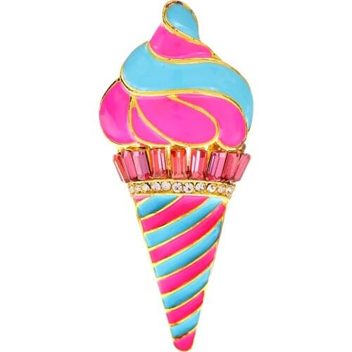 CINDY XIANG New Fashion Cute Colorful Enamel Ice Cream Brooch Female Child Badge Summer Dress Collar Pins Rhinestone Brooches