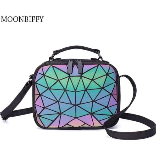 Women Laser Luminous Holographic Handbags Crossbody Bags For Women 2021 Shoulder Bag Geometric Plaid Hologram Small Square Bags