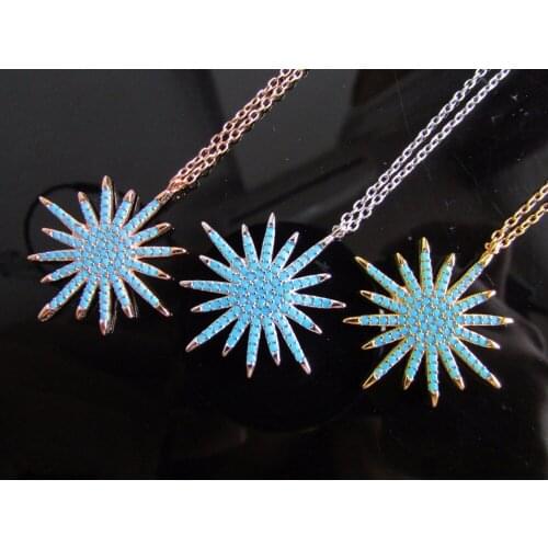 2017 high quality stone paved blue stone 925 sterling silver northstar Christmas valentine gift women necklace