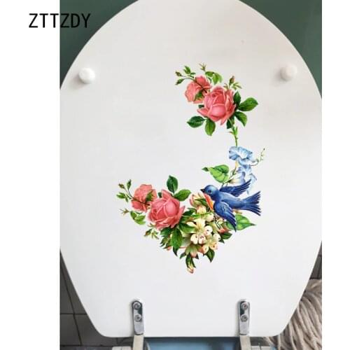 ZTTZDY 16.5*23.4CM Classic Flowers And Birds Home Rooms Wall Sticker Creative Toilet Decal Decor T2-0245