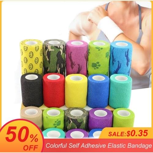 1 Pcs Printed Medical Self Adhesive Elastic Bandage 4.6m Colorful Sports Wrap Tape for Finger Joint Knee First Aid Kit Pet Tape