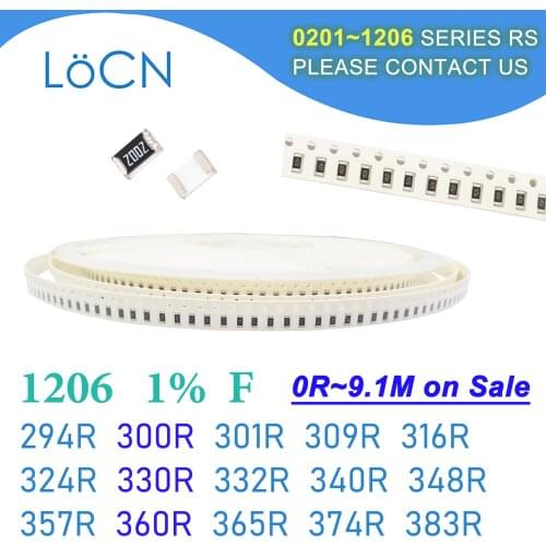 1206 1% F 5000PCS SMD 294R 300R 301R 309R 316R 324R 330R 332R 340R 348R 357R 360R 365R 374R 383R 3216 Resistor OHM