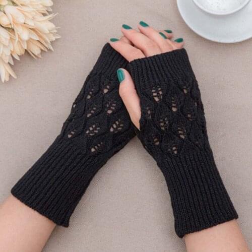 2019 Sales Fine Sheep Wool Mitt Exposed Finger Womens Gloves Winter Autumn Knitted For Women Fingerless Gloves Wrist Mittens