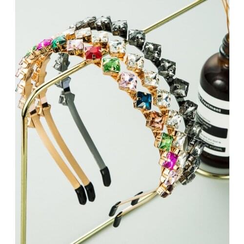 2021 New Luxury Hairbands Colorful Crystal Headband Hair Hoops Women Wedding Head Band Accessories Sweet Headwear Headdress