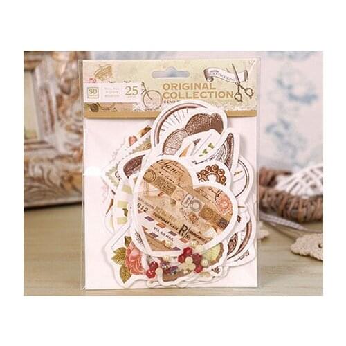 25pcs retro Living gadgets Foil Gold Paper SD Die Cut paper for DIY Scrapbooking Card Making Crafts /photo album Decoration