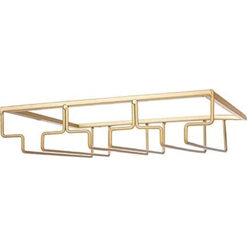 3 Rows Wine Glass Rack Under Cabinet Stemware Holder Iron Wine Glass Organizer Glasses Storage Hanger for Bar Kitchen