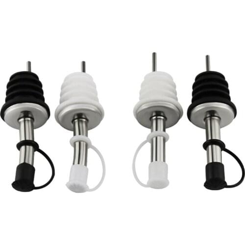 4 Pcs Stainless Steel Liquor Bottle Pour Pourer Cap Wine Spout Dispenser with Covers for Bars KTV Hotel Birtyday Party