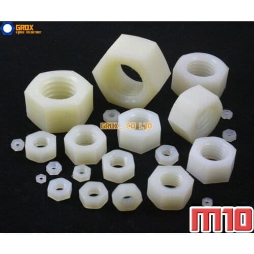 50 Pieces M10 Nylon Metric Hexagon Nut Insulation Nut