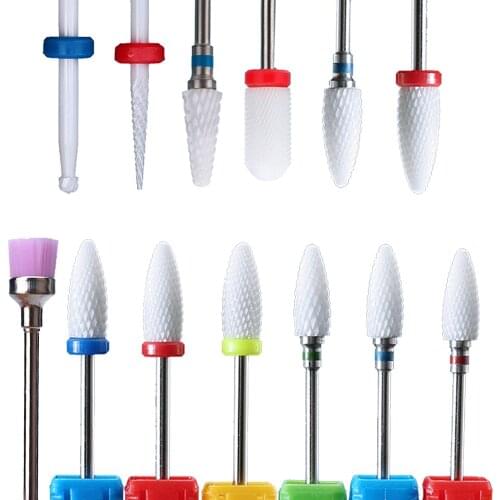 7pcs Ceramic Carbide Nail Drill Bit Set Milling Cutter Polishing Rotary Electric Manicure Accessories Remove Gel Horny Nail Tool