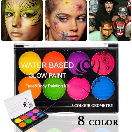 8 Colors Fluorescent Face Body Art Paint UV Glow Oil Painting Halloween Party Fancy Dress Beauty Makeup Tool