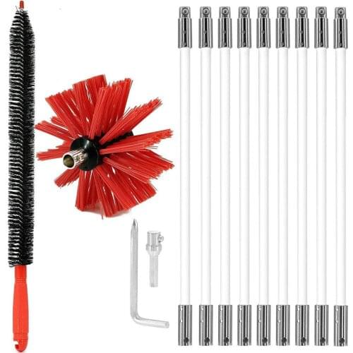 9Pcs/Set Chimney Pipe Brushes Flexible Rod Range Hood Dryer Vent Cleaning Tools Chimney Pipe Cleaning Brushes Set Nylon Brush