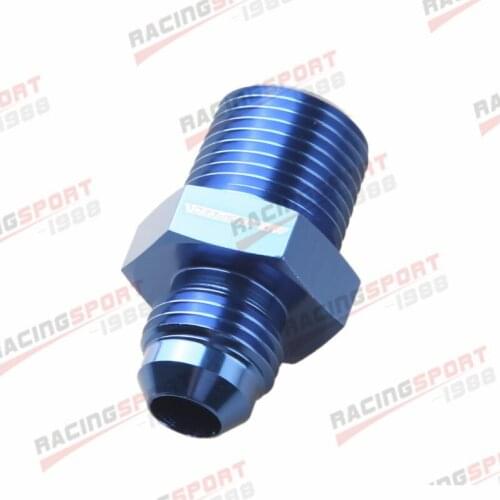 AN6 -6 AN To 3/8'' NPT Straight Fuel Hose Adapter Pipe Thread Fitting Blue