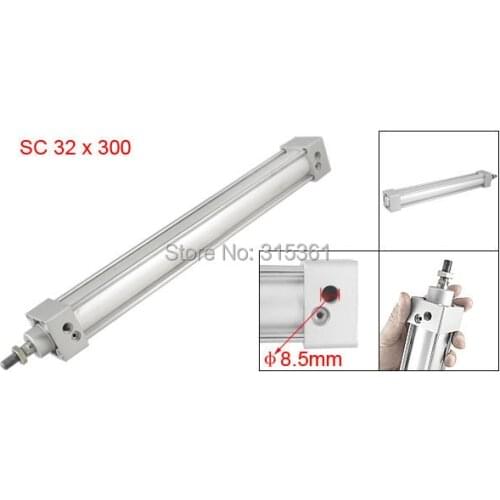 Free Shipping 300mm Stroke 32mm Bore Single Screwed Piston Rod 32 x 300 Dual Action Pneumatic Standard Cylinder SC32-300