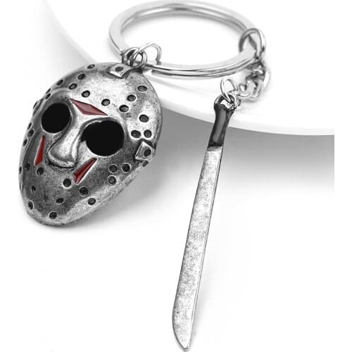 Hot horror movie Friday the 13th keychain jason mask thriller key chain mens car pendant decoration Jewelry