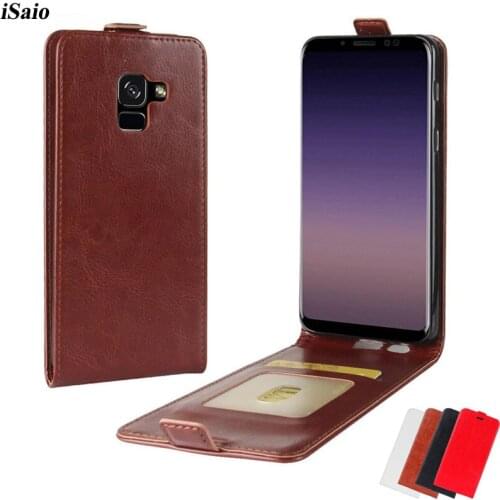 Flip Cover for Samsung Galaxy A8 2018 A530F Case Vertical Crazy Horse Pattern Luxury Leather TPU Shell Phone Case 5.6" Card Slot