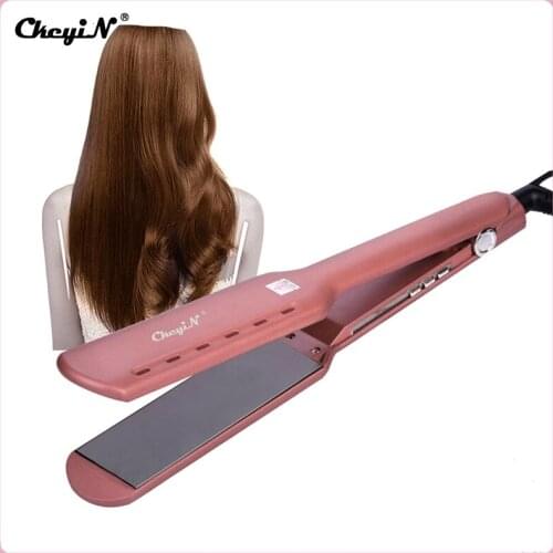 CkeyiN Hair Straightener Professional Titanium Flat Iron 1.75 Inch Wide Plate Straightening Hair Styling Tool Instant Heating 50